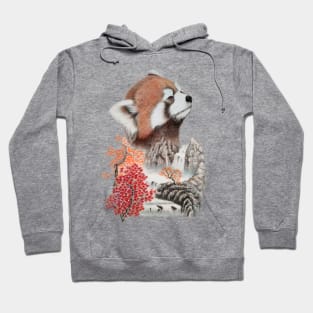 Red panda and autumn landscape Hoodie